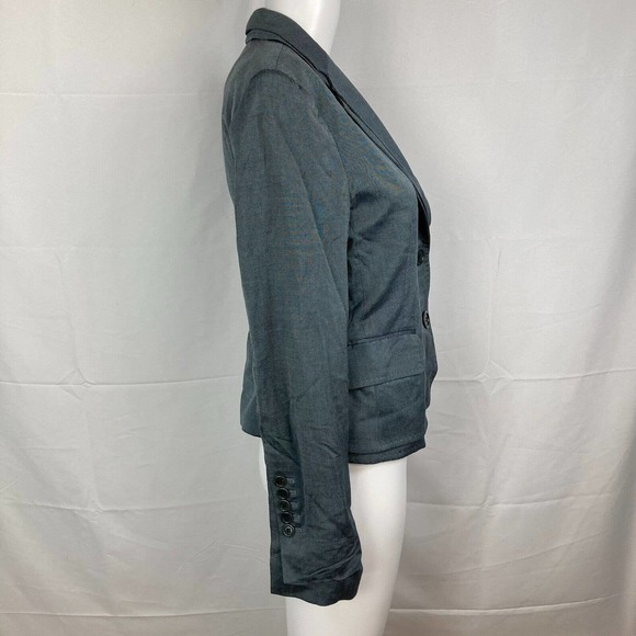 BCBGMAXAZRIA Jacket Womens Sz S Gray Lightweight Two Button Blazer Lined Pockets - Picture 3 of 8
